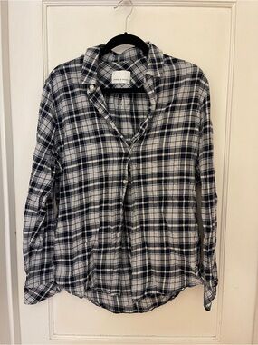 SAMSOE Black and White Plaid Button-Down Shirt